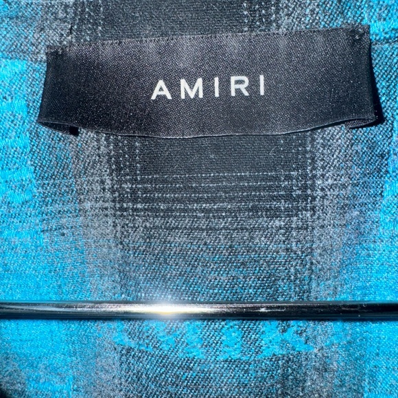 AMIRI Distressed Plaid Flannel Shirt – Blue/Black – Size XL - Picture 5 of 5